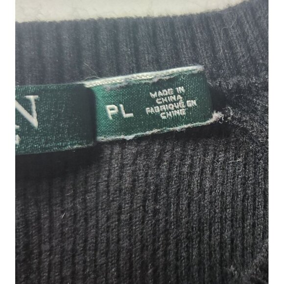 Womens Striped sweater Lauren Ralph Lauren Buttons Size PL winter blue black - Picture 4 of 9